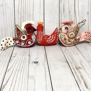 Vintage Bucilla Felt Sequins Beads Exotic Bird Christmas Ornament Lot of 2